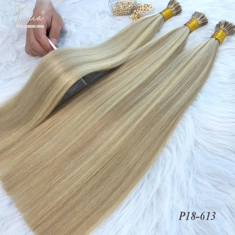 Straight I Tip Hair Extensions 12-26inch Human Hair Remy Fusion Hair Extensions 50pcs/ Set Keratin Capsule Brown Blonde Color