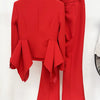 Pantsuit Suits Blazer Women Red Orange New Design Flare Pants Set Two Piece Sets Festival Office Business Female Suit Outfits