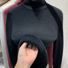 Turtleneck Winter Sweater Women Elegant Thicken Velvet Lined Warm Sueter Knitted Pullover Slim Tops Jersey Knitwear Jumper New