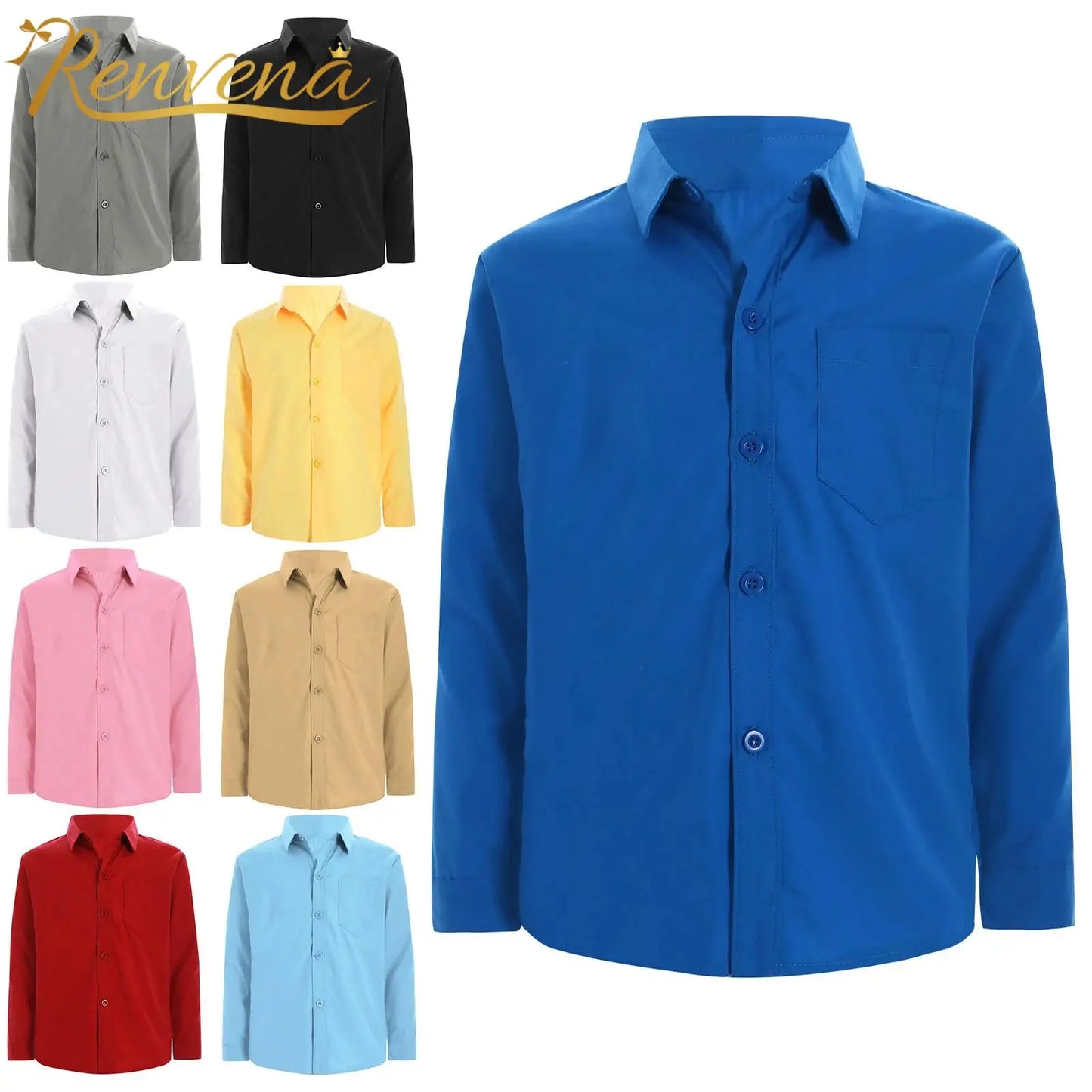 Autumn Kids Shirts for Boy Casual Gentleman Formal Dress Shirt Button-Down Shirt Handsome Boy Long Sleeve Tops Children Clothes