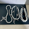 Goth Rosenblume Imitation Perlen Kreuz Anhänger Halskette für Frauen Mehrlagige Perlenketten Ästhetischer Vintage Luxus Schmuck