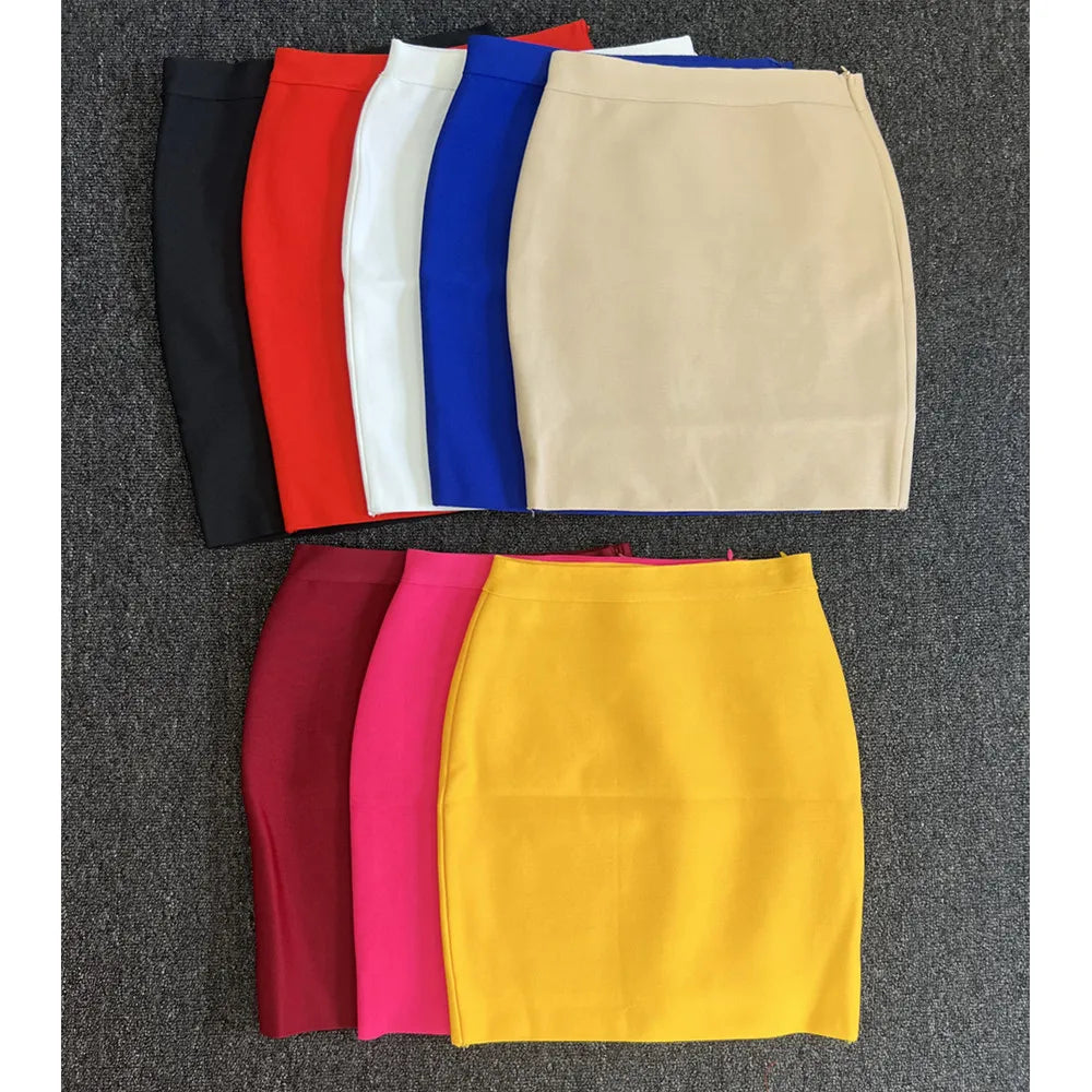 40CM Mini Kurzer Bodycon Bandage Rock Damen Sexy Super Kurze Bonbonfarbene Dehnbare Bleistiftrock Nightbar Club Party Ausgehen