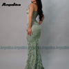 Angelika Glamorous Mermaid Prom Dresses for Women 3D Flowers Crystals Pearls Lace up Pageant Gowns Vestido de Gala Customized