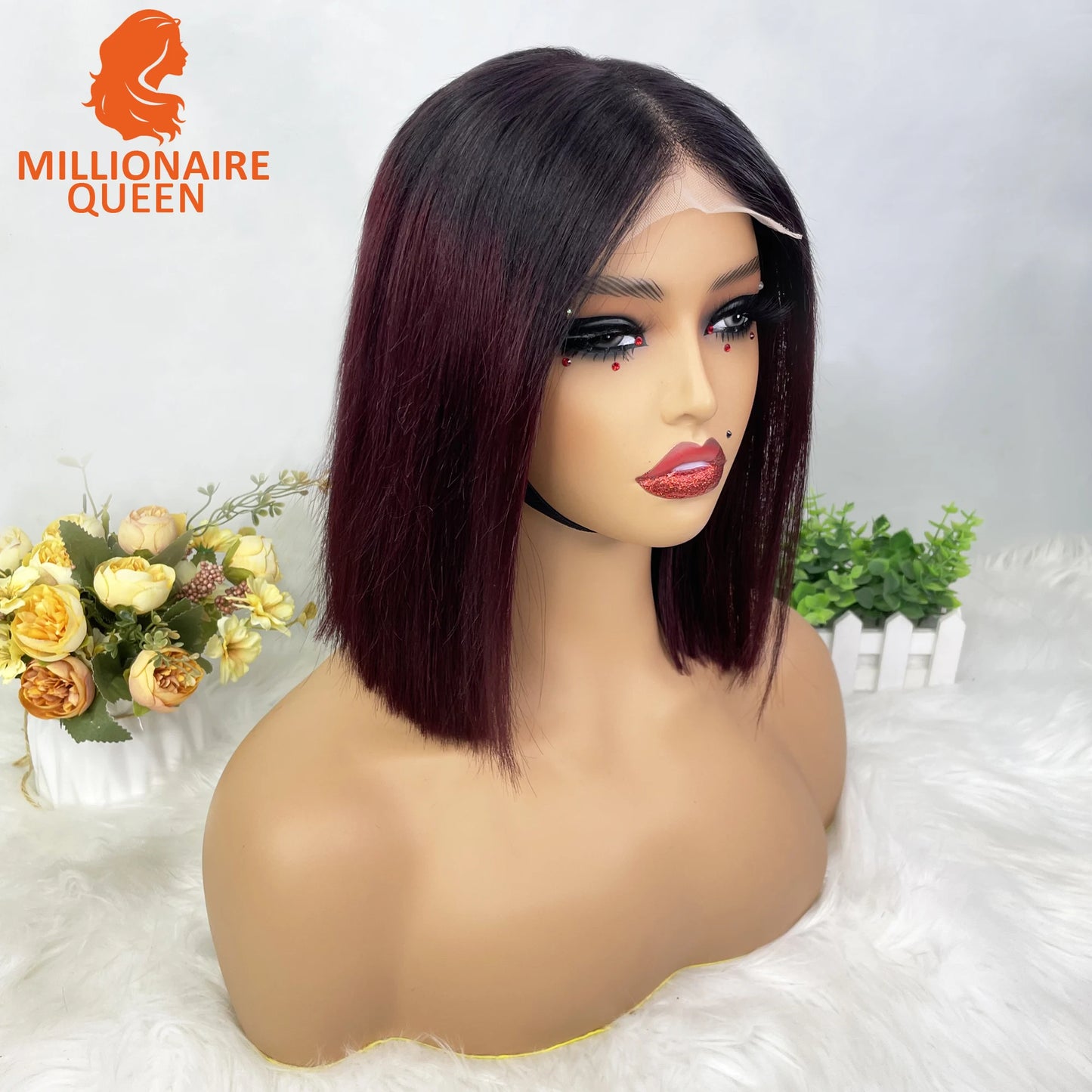 Super Double Drawn Bone Straight Vietname 4x4 Bob Wig with 100% Human Hair Nature Black 250% Density For Black Women