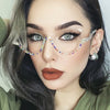 Vintage Half Frame Diamond Anti Blue Light Optical Glasses Frames Brand Designer Women Fashion Cat Eye Computer Eyeglasses