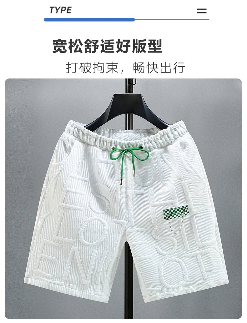 Neue Mode gestrickte Shorts Herren Bequemer elastischer Bund Kleidung Männliche atmungsaktive kurze Hosen Übergröße
