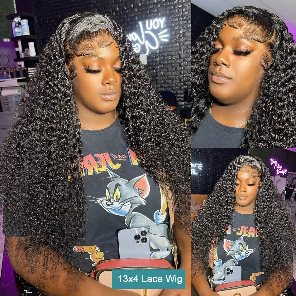 13X4 13X6 Water Wave Hd Transparent Lace Front Wigs Deep Wave Lace Frontal Pre Plucked Curly Human Hair Wigs 250 Density