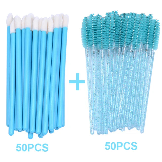 HIJOYSEEN 100 Pcs Makeup Brushes For Lip Eyebows Eyelash Shining Mascara Wands Applicators False Lashes Beauty Tools