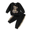 0-24M Baby Girls Autumn Clothes Newborn Toddler Long Sleeve Plaid Bear Pattern Tops Sweatshirt Pants Outfits Tracksuits