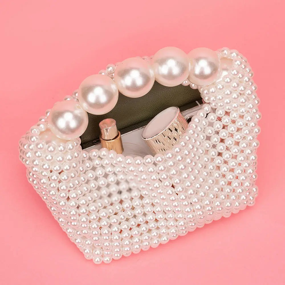 Europäischer und amerikanischer Stil neue Perlenhandtasche Sommer Damen Perlenbeutel handgewebte Handgelenktasche Mode Temperament Handtasche