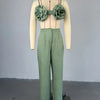 Pants Sets Women Sexy Camisole Top Straight Trousers 2 Piece Suit 3d Flower Backless Spaghetti Strap Tops Summer Outfits 2026