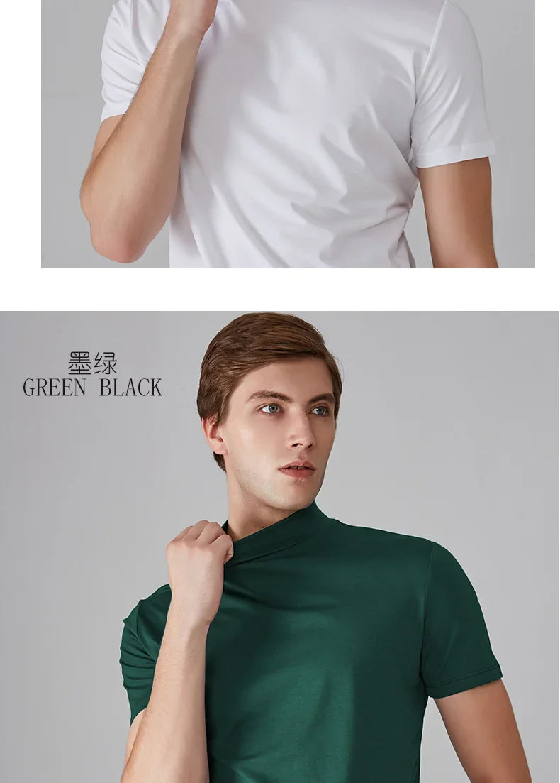 Long Sleeve T-shirt Thermal Underwear Tops Men Winter Clothes Thermal Shirt Autumn Men's Winter Tights High Neck Thin Slim Fit