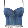 Irene Tinnie Sexy Cute Loch Cartoon Dekoration Push Up Bustier Damen Jeans Bralette Cropped Top Weste Große Größe