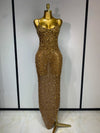 Luxury Rhinestones Sexy Mesh See Through Bodycon Dress Women Birthday Evening Cocktail party Gown Red Carpet Club Stage Outfit