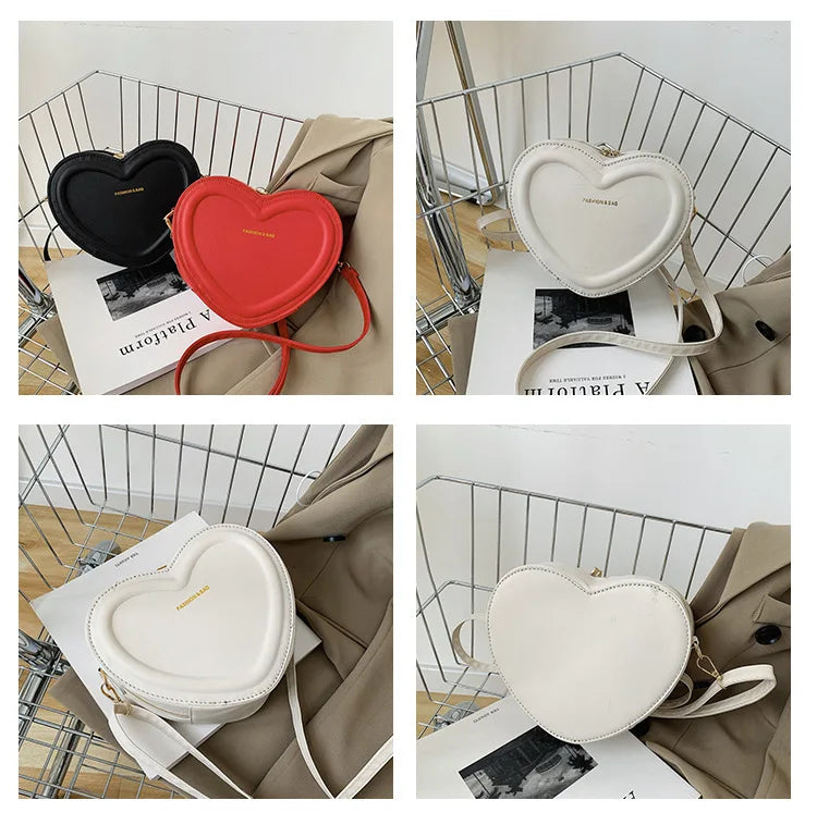 Fashion Heart Shape Crossbody Bags For Women New Solid Pu Leather Shoulder Bag Casual Ladies Handbags Designer Women Bags сумка