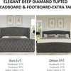 King Size Platform Bed Frame, Velvet Upholstered Bed with Deep Button Tufted & Nailhead Trim Wingback Headboard
