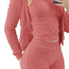 Autumn Winter Double-sided Velvet Vest 3 Piece Set For Woman's Fashion Hooded Sweatshirt Jacket Slim Pocket Trousers Female Suit