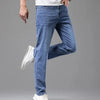 Sommer elastische Herrenjeans Mode Grau Bequeme Business Straight Stretch Baumwolle Casual Denim Hose Marke Männliche Dünne Hosen