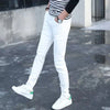 Fashion Mens Slim Fit Denim Pencil Pants High Quality Black White Skinny Stretch Jeans Mens High Street Jeans Four Season