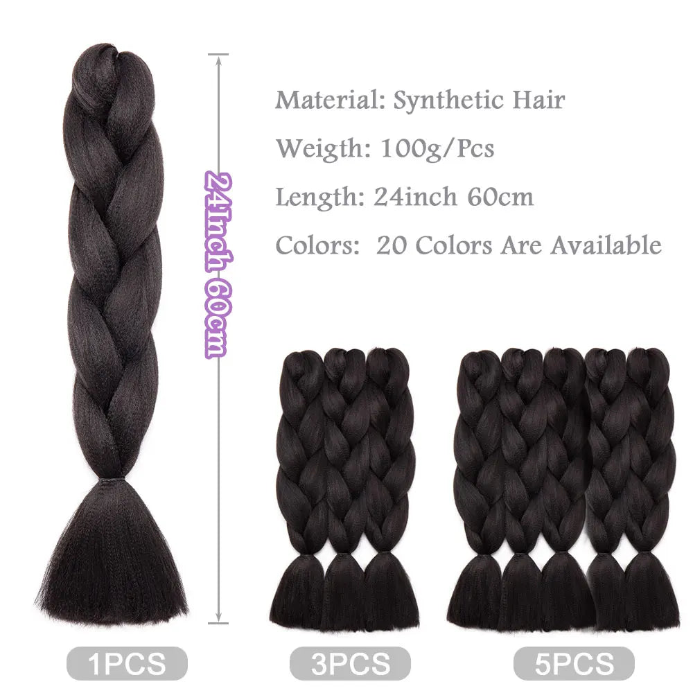 S-noilite Box Braiding Haar vorgedehnt Ombre Jumbo Braids Synthetisches Flechthaar Rot Pink Blau Grau 24 Zoll Haarverlängerungen