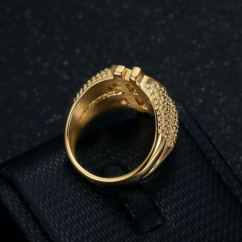 Stainless Steel Titanium Hip Hop US Dollar Money Sign Rich Bling Iced Out Punk Rings for Men Women Gift Fashion Jewelry