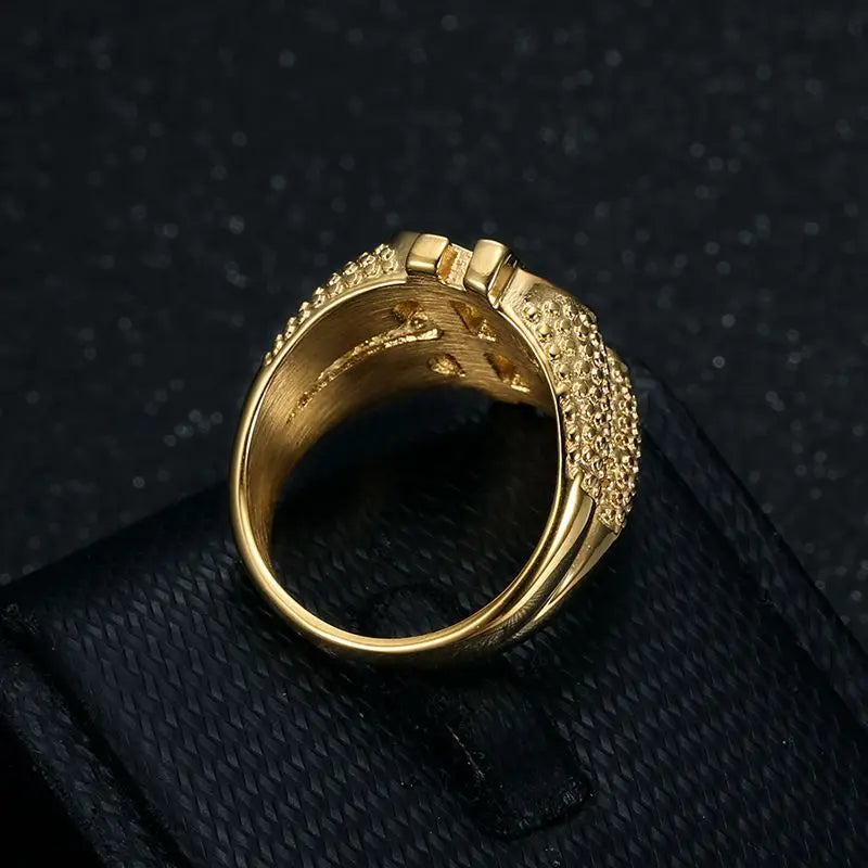 Stainless Steel Titanium Hip Hop US Dollar Money Sign Rich Bling Iced Out Punk Rings for Men Women Gift Fashion Jewelry