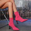 Damen Stricken Sexy High Heels Schuhe Spitz zulaufend Trend Chelsea Boots Designer Winter 2024 Neue Stiefeletten Dünne Mujer Sockenstiefel Pumps