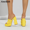 Aneikeh Sexy Gestrickte Wolle Chunky Plateau Sandalen High Heels Damen Peep Toe High Heel Sommer Nude Party Kleid Pantoletten Sandalen Schuhe