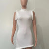 Joskaa Elegant Solid Stand Collar Sleeveless Bodycon Irregular Mini Dress for Women 2024 Summer Evening Birthday Party Clubwear