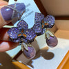 Fashion temperament Luxury elegance Black flower zircon pearl earrings