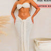 Weird Puss Elegant Women 2 Piece Set Midnight Thin Striped Knot Strapless Tops+Bandage Skirts 2023 Vacation Matching Clubwear
