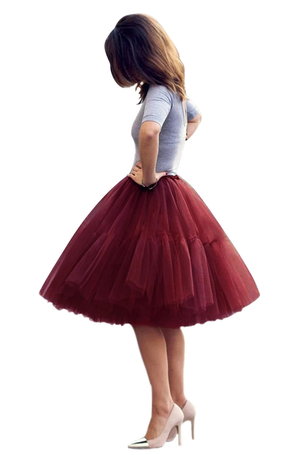 Multi-layer Tulle Tutu Skirts Fuchsia 6 Layers Fluffy Petticoat Underskirt Princess Ball Gown Women Halloween Party Skirt