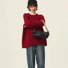 Rollkragenpullover 100% Kaschmir Pullover Damen lose verdickend Anti-Aging Nische Vintage Roter Rundhals-Pullover Damen Langarm