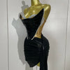 New Sparkly Black Sequin Sexy Top Two Pieces Set Women Celebrate Party Birthday NightClub Performance Dancer Show Stage Outfit
