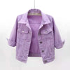 2024 New Women Spring Autumn Denim Jacket Tops Pink Color Solid Short Multicolor Feminino Three Quarter Sleeve Jean Jacket