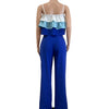 CM.YAYA Fashion Party Women's Set Patchwork Cascading Ruffles Strap Crop Top and Wide Leg Suit 2025 Chic Two 2 Piece Sets Outfit