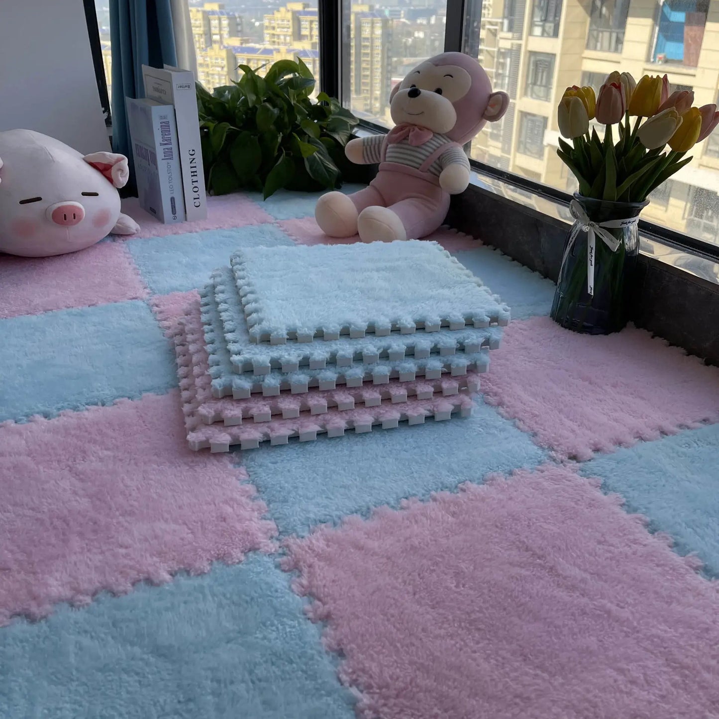 Eva-Schaumstoff-Puzzle-Teppich, weiche Plüsch-Kindermatte, Babyspielzeug, Baby-Spielmatte im Kinderzimmer, warmhaltende Spielmatte
