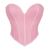 Women'S Strapless Solid Bustier Corset Fishbone Push Up Waist Trainer Crop Tops Sleeveless Backless Padded Bandeau Bikini Top