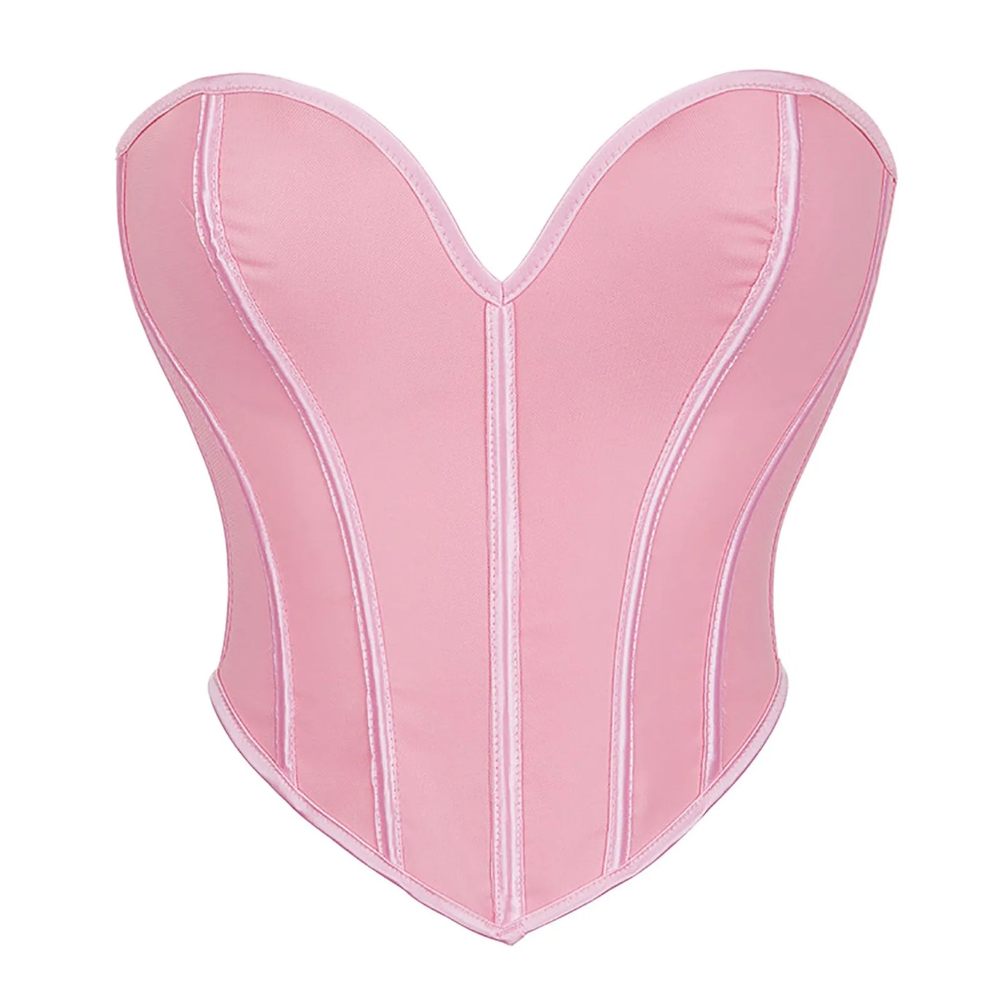 Women'S Strapless Solid Bustier Corset Fishbone Push Up Waist Trainer Crop Tops Sleeveless Backless Padded Bandeau Bikini Top