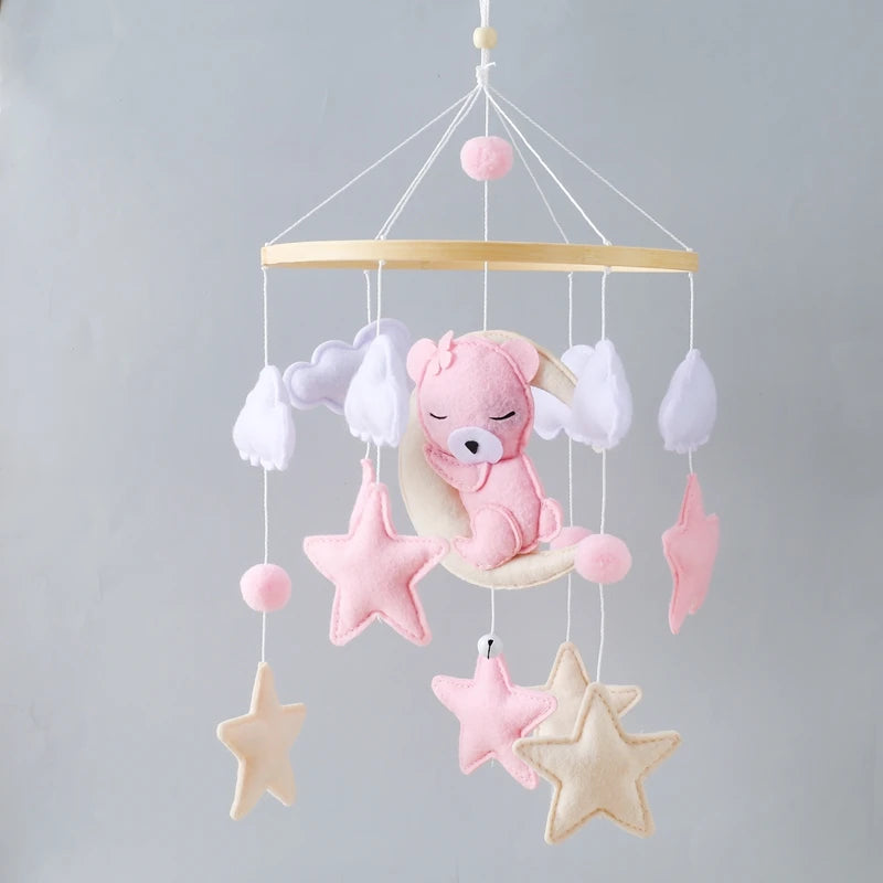 Baby-Kinderbett-Mobile-Rassel-Spielzeug 0-12 Monate Säugling Weicher Filz Teddy Samt Rosa Bär Bettglocke Hängendes Spielzeug Halterung Babybett Mädchen Spielzeug