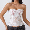 Hollow Out Corset Tops Irregular Hem Fishbone Underbust Top Slim Bandage Shapewear Bustier Korset Costumes Evening Party Corset
