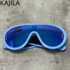Oversized Wellen-Masken-Sonnenbrille Einteilige Damen-Sport-Y2K-Punk-Sonnenbrille für Damen 2024 Luxusmarke Steampunk-Brillen-Goggle