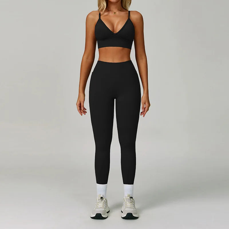 SWELTERING 2/3PCS Seamless Yoga Set Gym Clothes Sportswear Fitness Suits Women Workout Bra Crop Top Long Sleeve Sports Suits