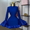 CM.YAYA Women O-neck Long Flare Sleeve Ruffles Mini Dress 2025 Spring Sweet Sexy Birthday Evening Night Party Vestidos Dresses