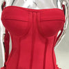 Red Color Women Sexy Strapless Ball Gown Mini Fashion Celebrity Nightclub Party Dress Birthday Cocktail Girls' Outfit