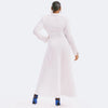 CM.YAYA Vintage Women Long Sleeve High Side Split Ruched Up Wrap Lapel Collar White Maxi Long Dress Fashion Street Dresses
