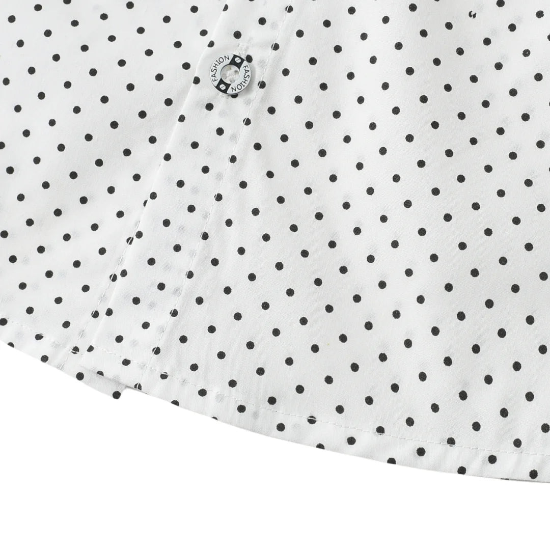 2-6 Years Boy Spring Gentleman Outfit Polka Dot Printed Shirt with Solid Pants Children Suspender Bow Set Birthday Party Costume