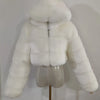 High Quality Furry Cropped Faux Fur Coats and Jackets Women Fluffy Top Coat With Hooded Winter Fur Jacket Manteau Femme