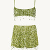 Sexy Sequins Tassel Skirt Sets Women Sling Crop Tops Hip Package A-line Short Skirts 2025 Summer Chic Beach Party Outfits Lady