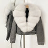 OFTBUY Natural Fox Fur Faux Leather Jacket Female New Autumn Short Top Clothing Women Long Sleeve Fake Leather Real Fur Coat